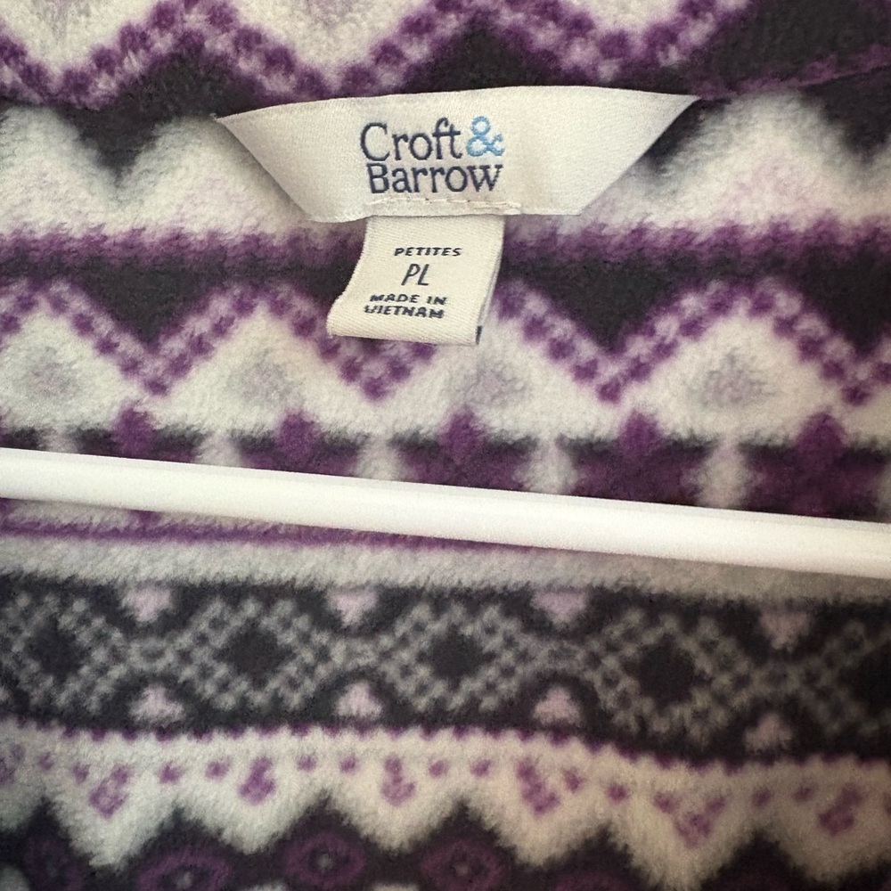 Croft & Barrow Purple and Black Patterned Cardigan - Picture 2 of 4